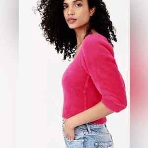 Free People Fuzzy Hot Pink Sweater